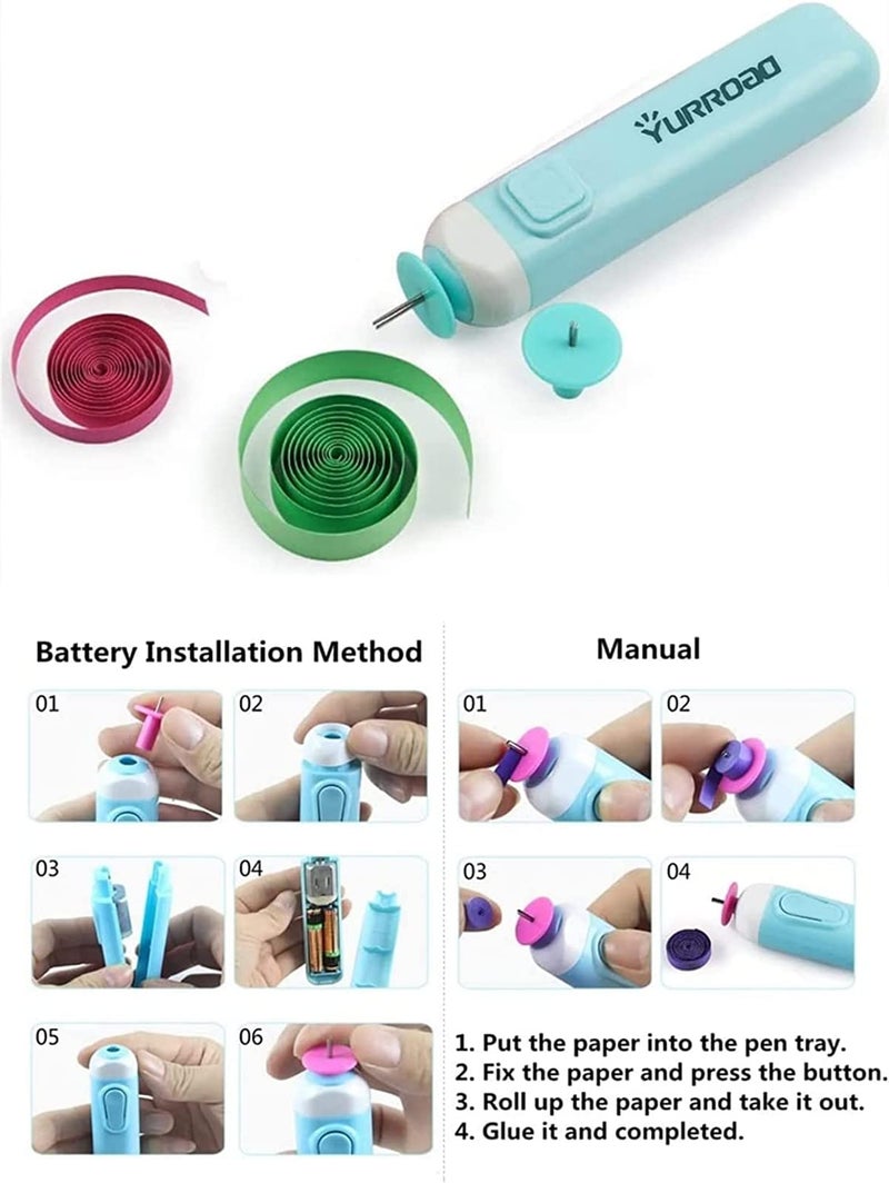 YURROAD 19pcs Beginners Quilling Tools Kit Electric Slotted Quilling Pen Template Board Curling Coach Crimper Comb Filigrana Tools Set - Image 2